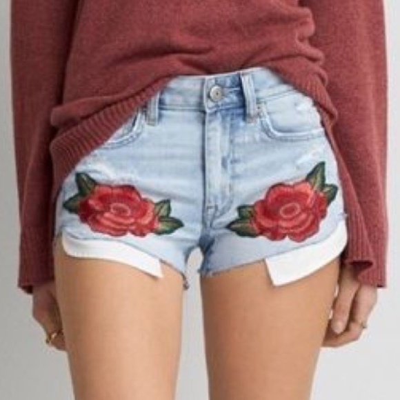 American Eagle Outfitters Pants - American Eagle high rise embroidered shorts A8